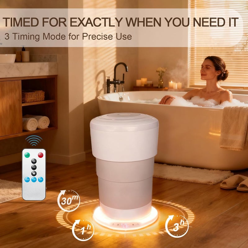Jabbus Foldable Towel Warmer for Bathroom - 23L Electric Luxury Heated Towel Dryer Bucket with 3 Level Temperature and Timer Control Calentador de Toallas - Image 4